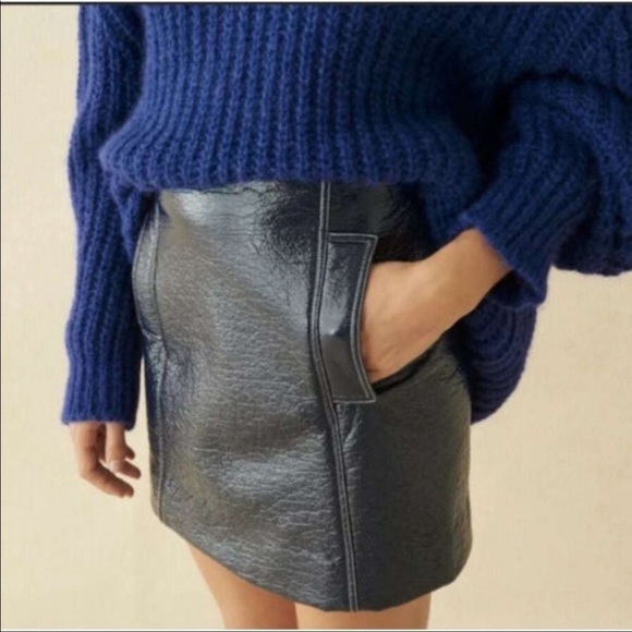 Ba&sh Vera crinkle patent mini skirt NWOT - Picture 3 of 12